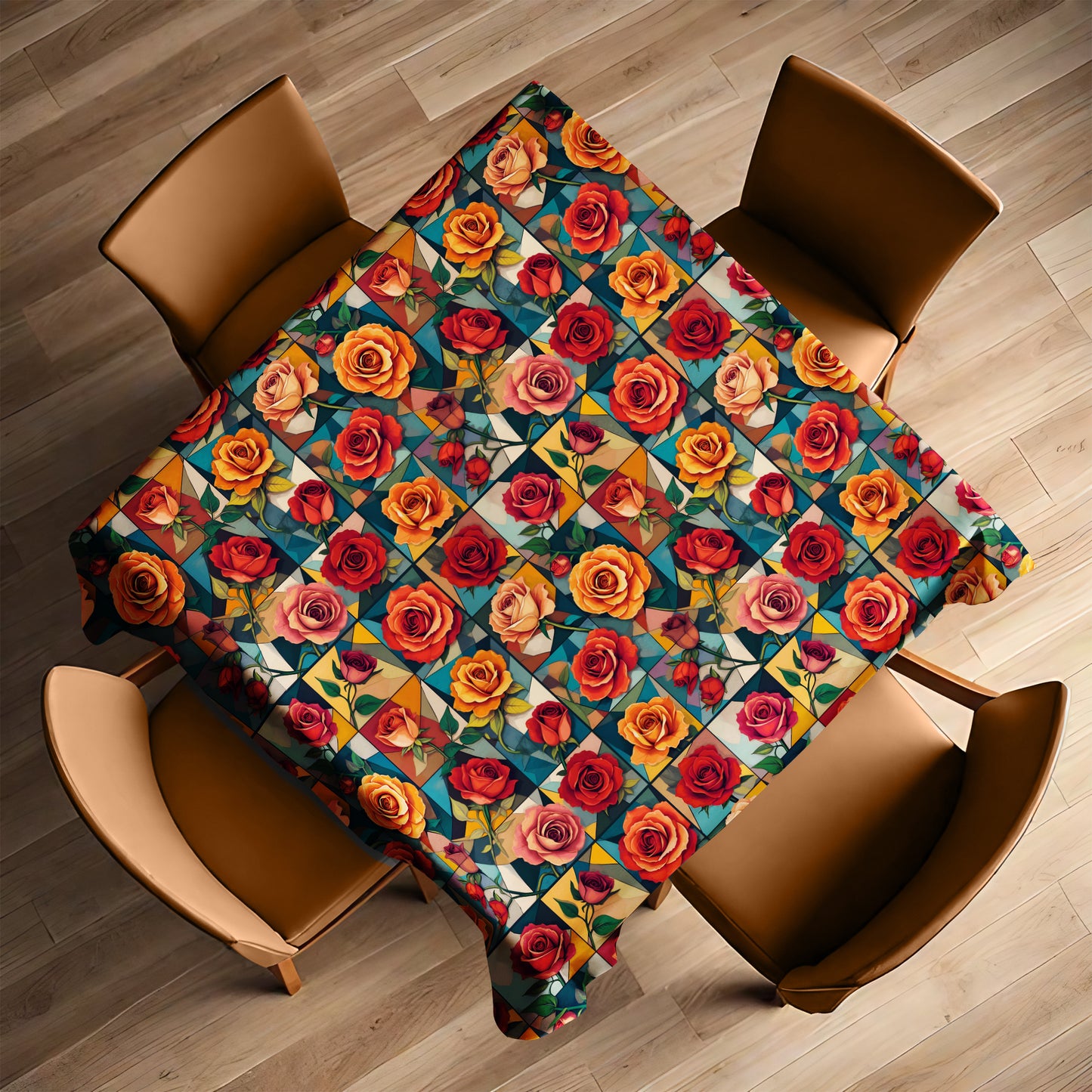 Rose Collage Square Tablecloth