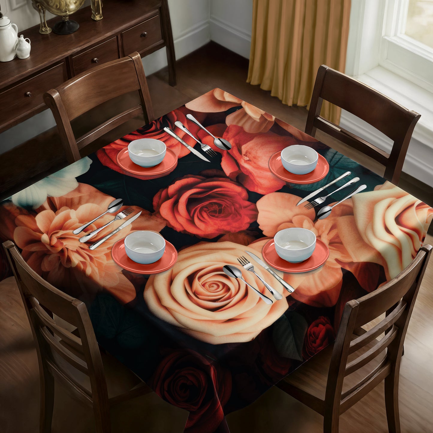 Rose Garden Square Tablecloth