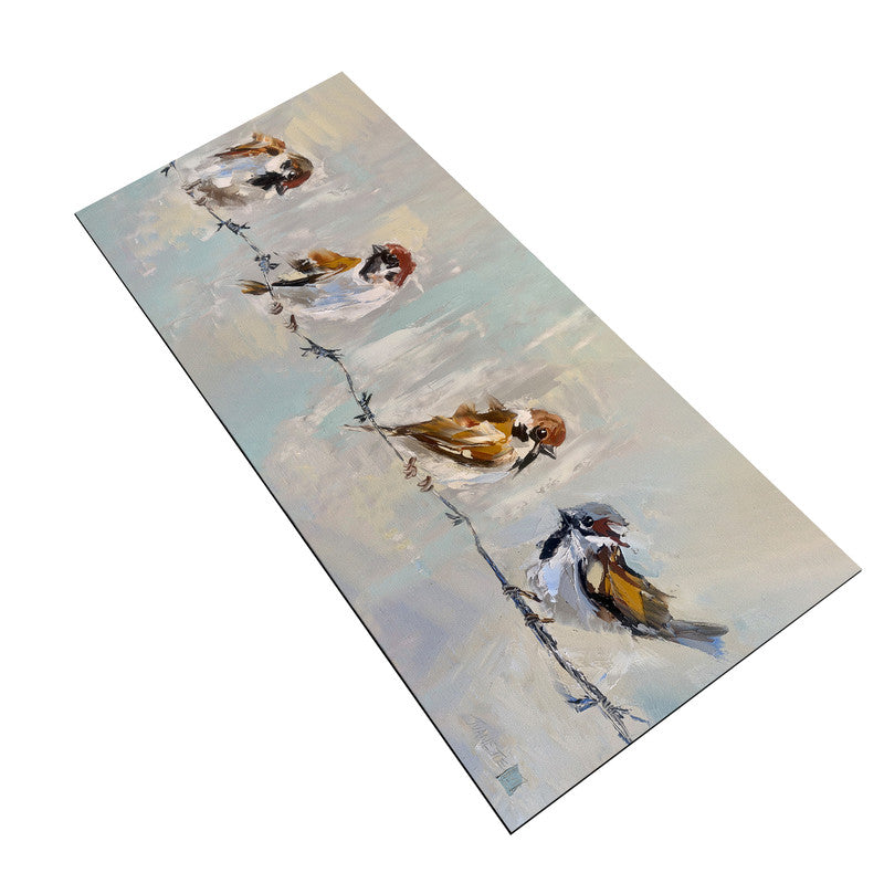 Row Of Sparrow Large Desk Pad By Juanette Menderoi