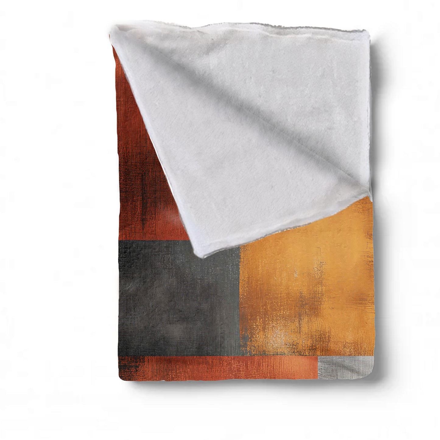 Rust & Amber Patchwork Light Weight Fleece Blanket by Wikus Schalkwyk