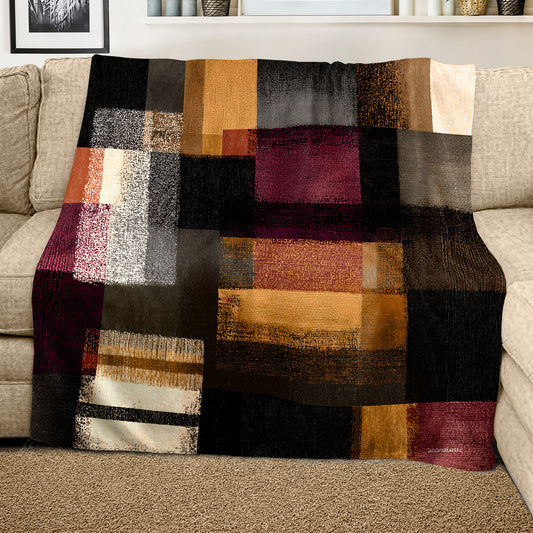 Rust & Burgundy Stripes Light Weight Fleece Blanket by Wikus Schalkwyk