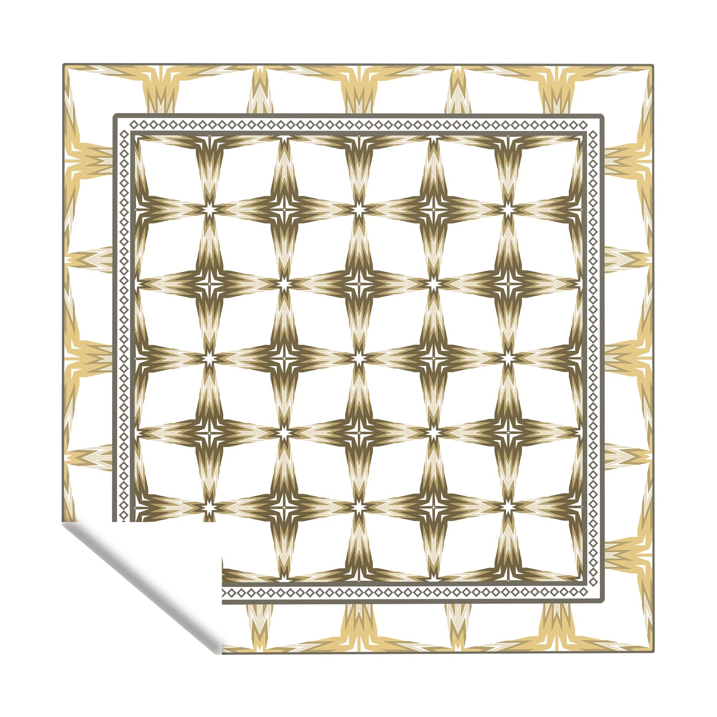 Rustic Gold on Cream Pattern Square Tablecloth