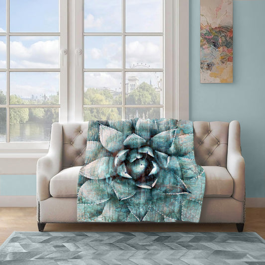 Rustic Blue Succulent Light Weight Fleece Blanket By Mark van Vuuren