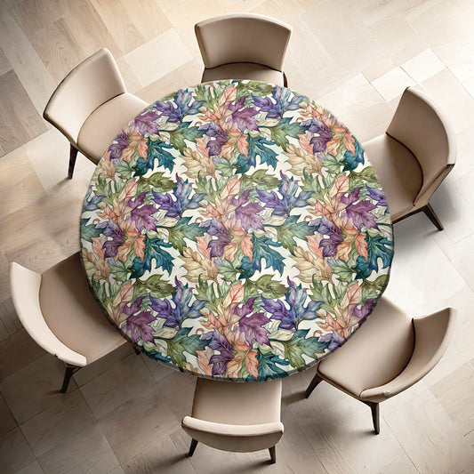 Rusty Leaves Round Tablecloth