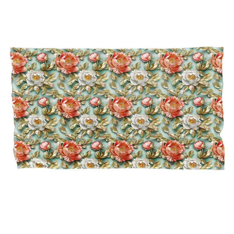 Sage And Peach Peonies Bed Throw Blanket