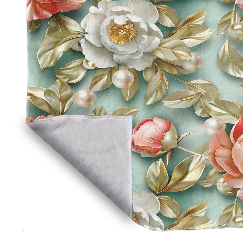 Sage and Peach Peonies Light Bed Throw
