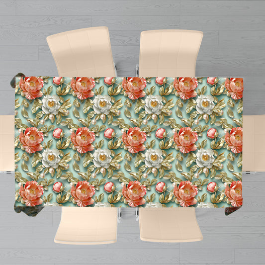 Sage And Peach Rectangle Tablecloth