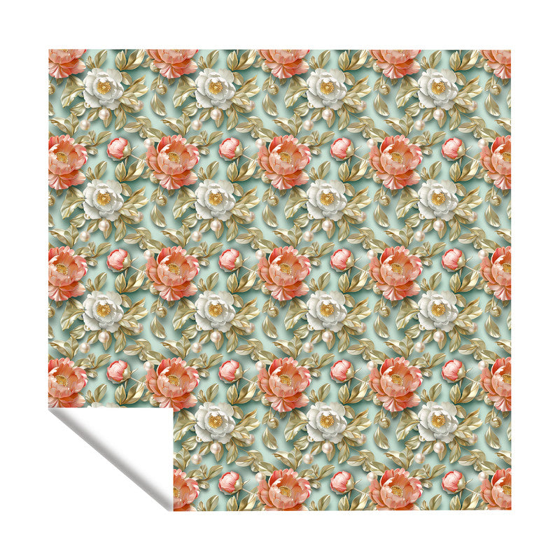 Sage Background Peony Square Tablecloth