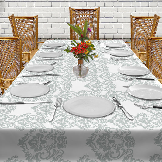 Sage Pattern on White 3m Rectangle Tablecloth