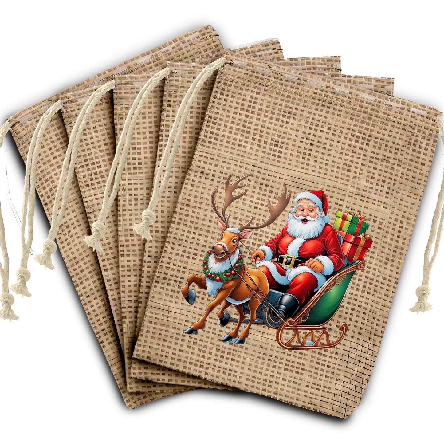 Santas Christmas Sleigh Gift Bag (Set Of 2)