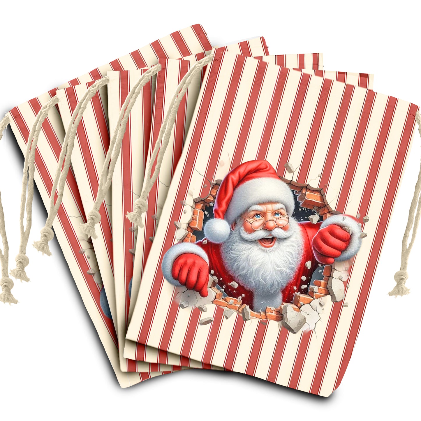 Santas Little Helpers Stripes Gift Bag (Set of 2)