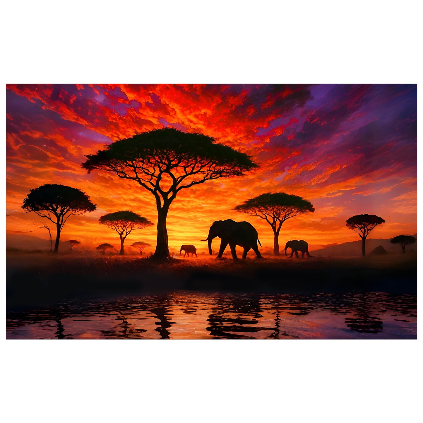 Savannah Sunset with Elephants and Acacias Rectangle Tablecloth by Nathan Pieterse