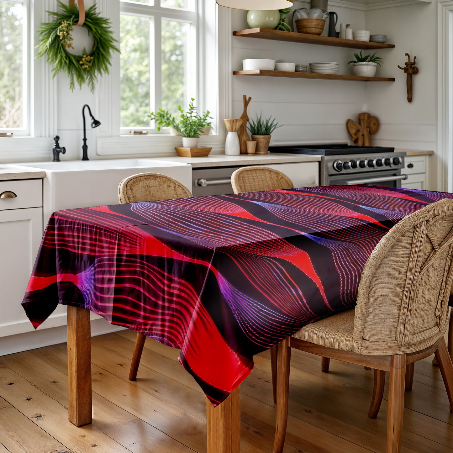 Scarlet Hibiscus Haze Rectangle Tablecloth