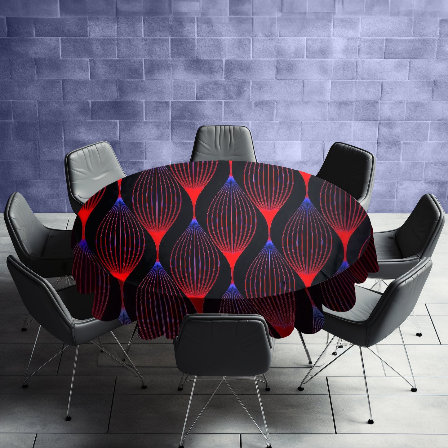 Scarlet Hibiscus Haze Round Tablecloth