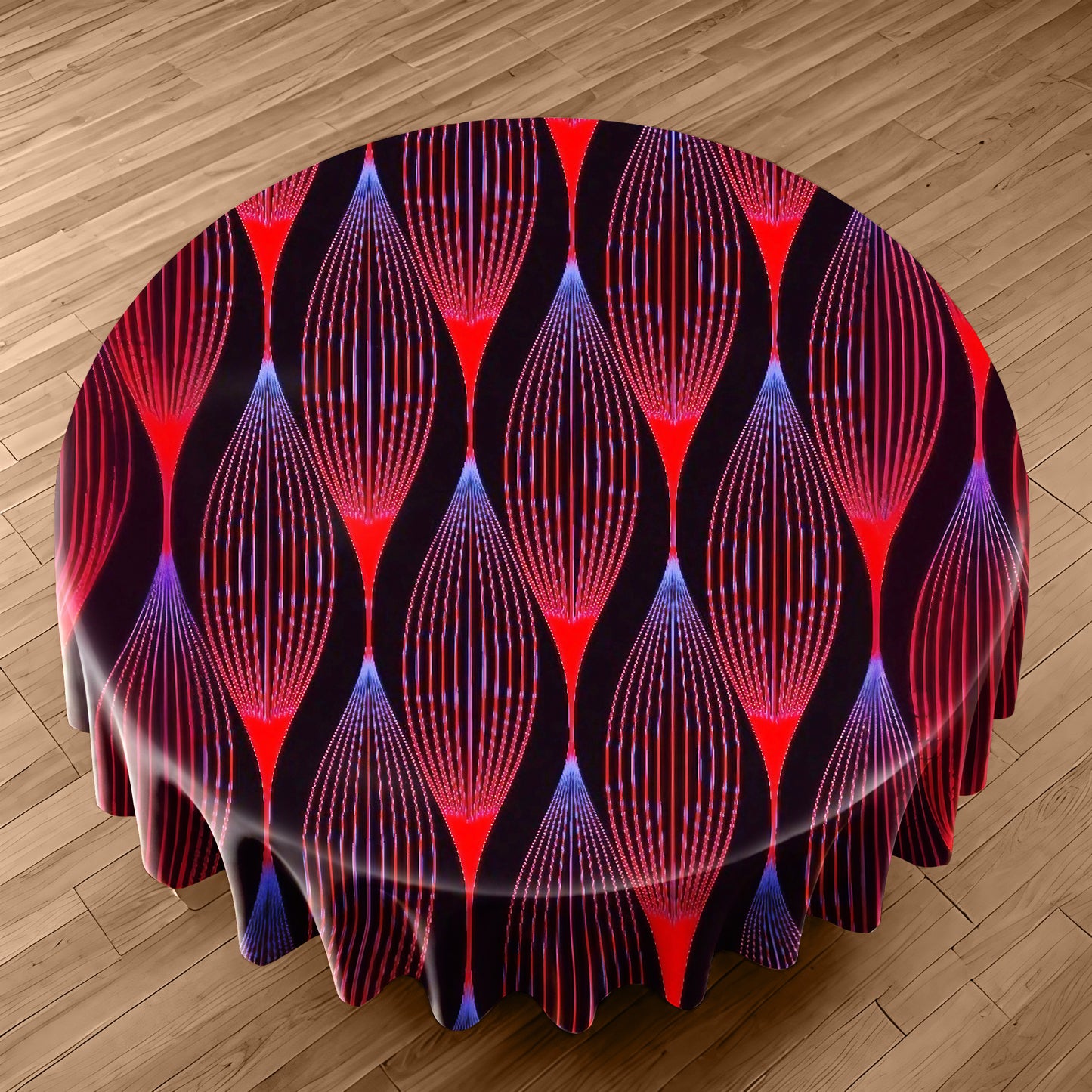 Scarlet Hibiscus Haze Round Tablecloth