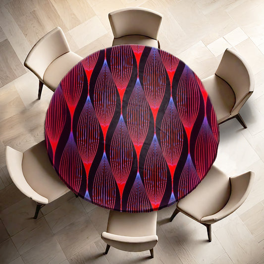 Scarlet Hibiscus Haze Round Tablecloth