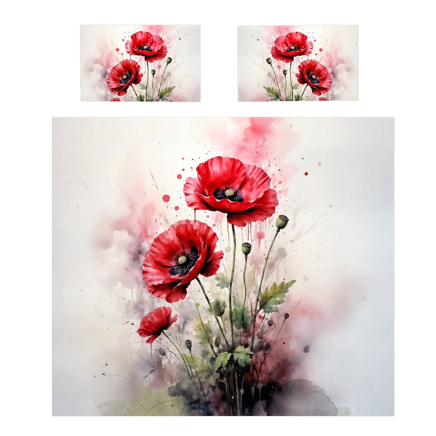 Scarlet Poppies Abstract Duvet Cover Set