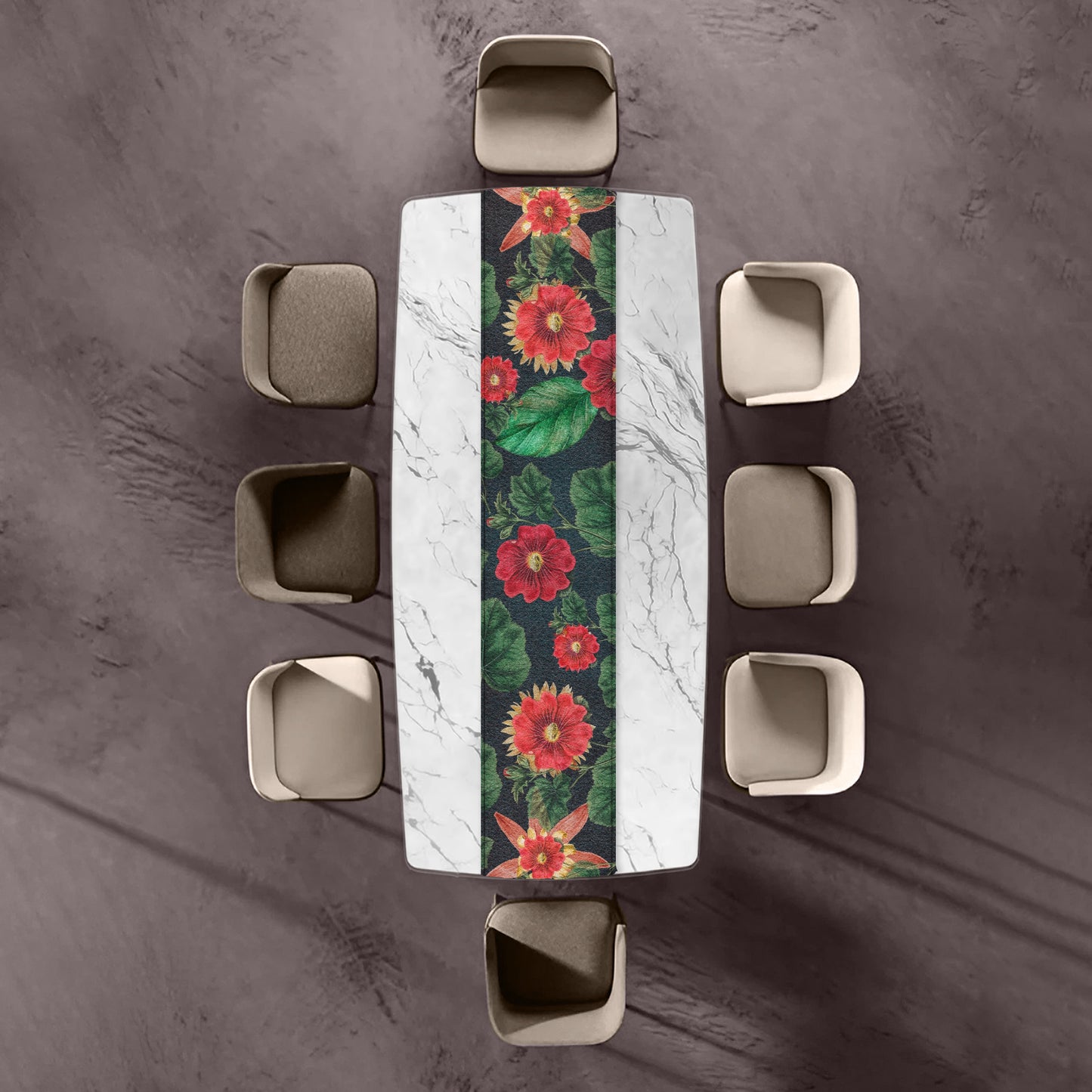 Scattered Red Flower Pattern Table Runner By Mark van Vuuren