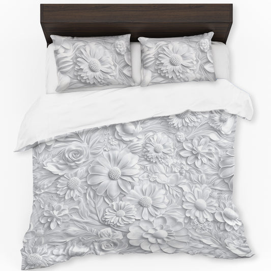 Sculpted Flowers Duvet Cover Set