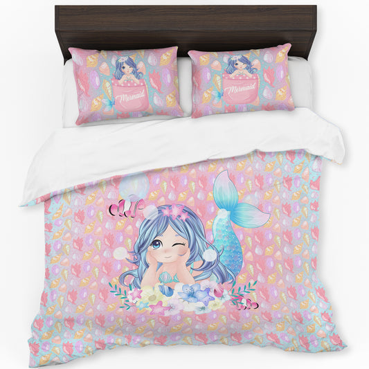 Sea Shell Mermaid Kids Duvet Cover Set
