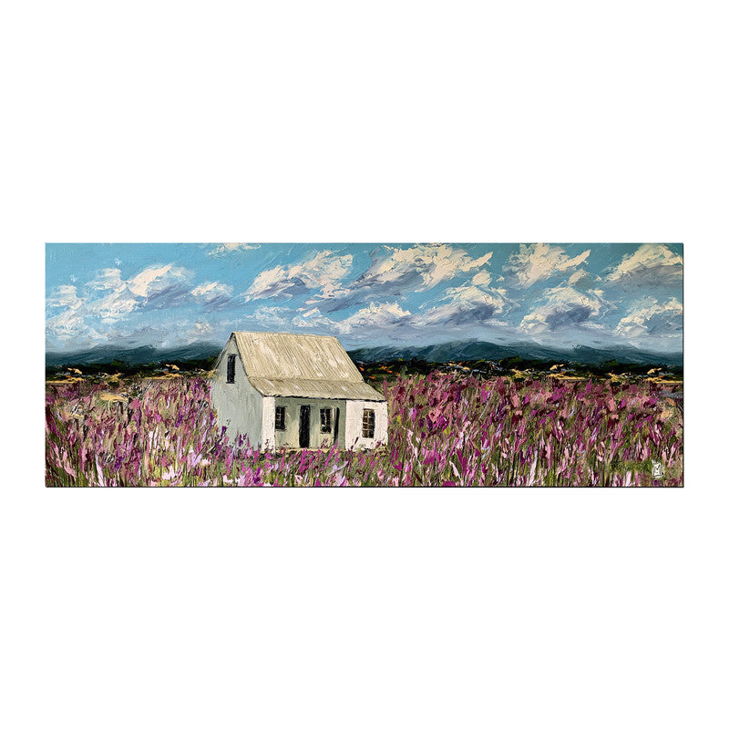 Secluded House in Flower Field Large Desk Pad By Juanette Menderoi