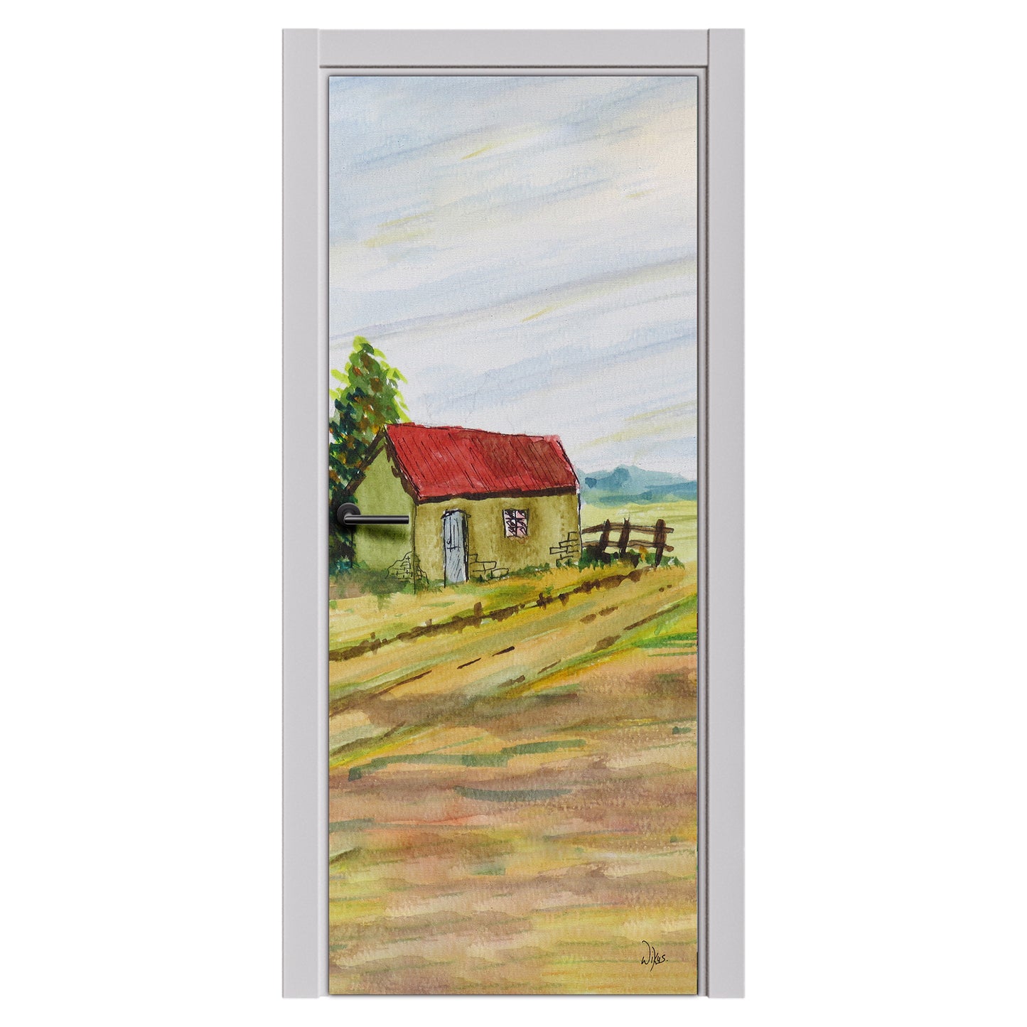 Decoupage -Secluded Farm House By Wikus Hattingh Door