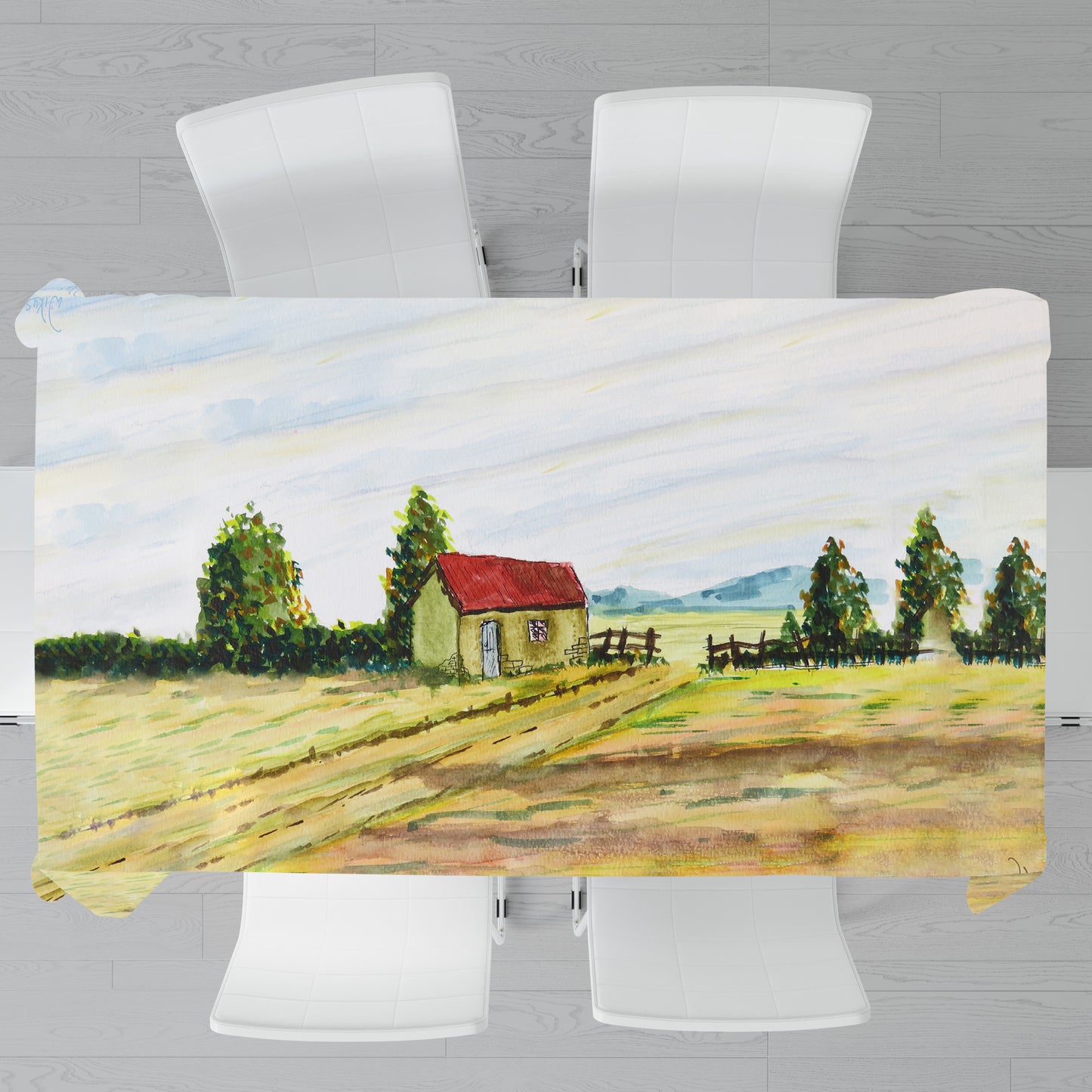 Secluded Farm House By Wikus Hattingh Rectangle Tablecloth