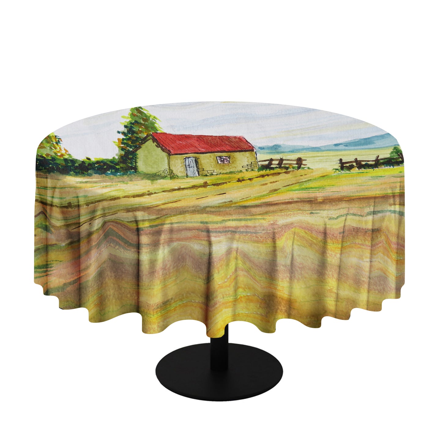 Secluded Farm House Round Tablecloth By Wikus Hattingh