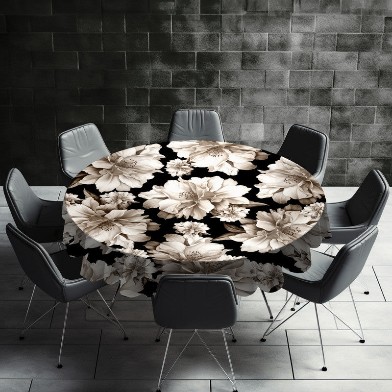 Sepia Flower Petals Round Tablecloth by Mark van Vuuren