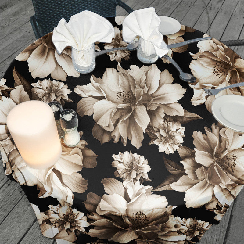 Sepia Flower Petals Round Tablecloth by Mark van Vuuren