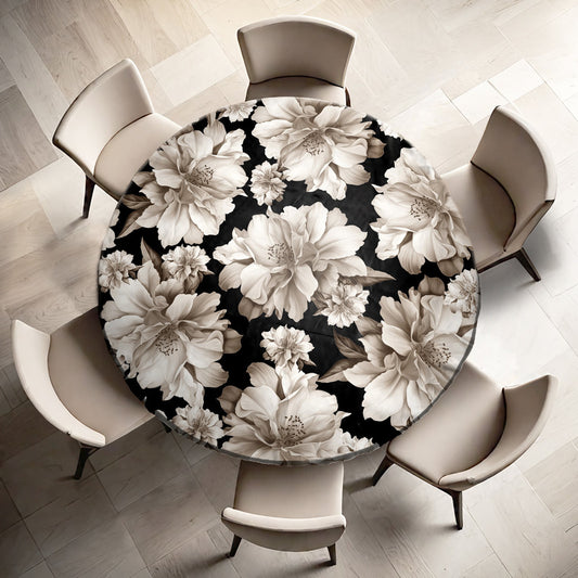 Sepia Flower Petals Round Tablecloth by Mark van Vuuren