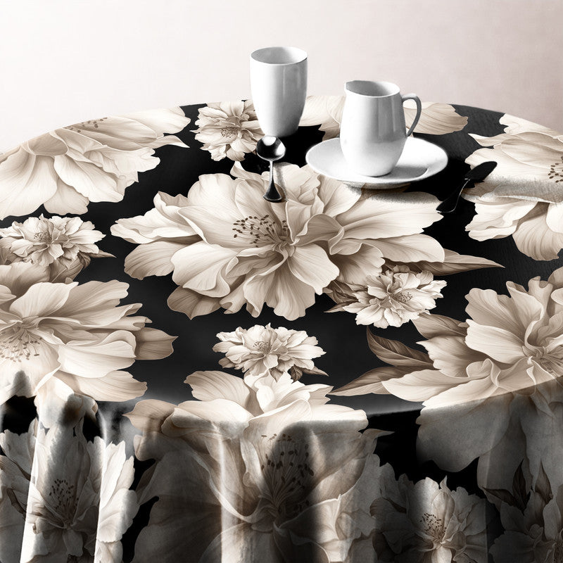 Sepia Flower Petals Round Tablecloth by Mark van Vuuren