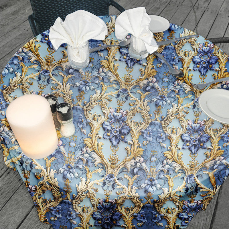 Shades Of Blue Round Tablecloth