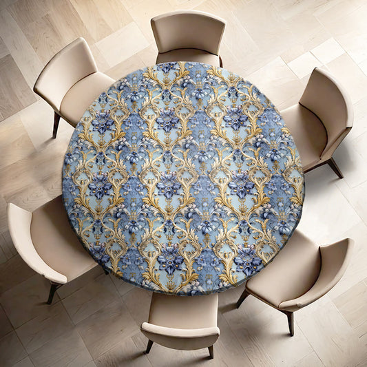 Shades Of Blue Round Tablecloth