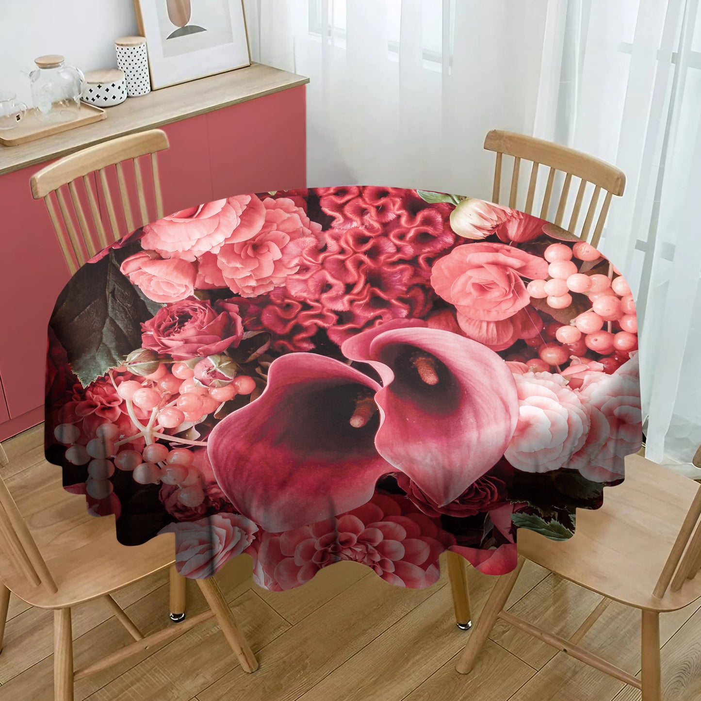 Shades of Peach Round Tablecloth