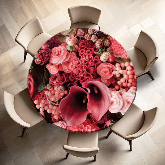 Shades of Peach Round Tablecloth