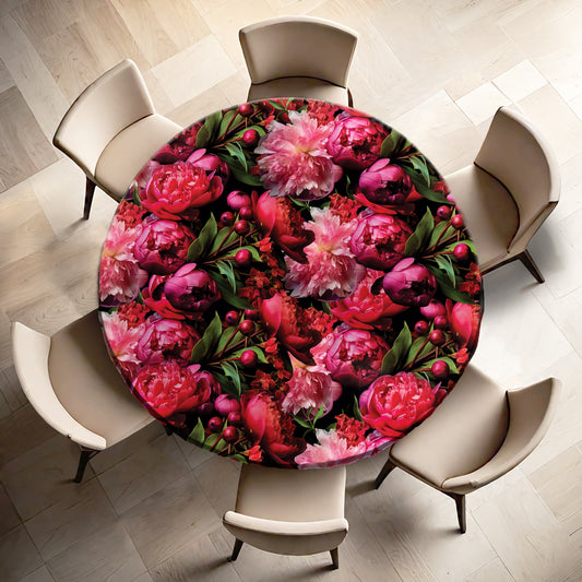 Shades of Pink Peonies Round Tablecloth