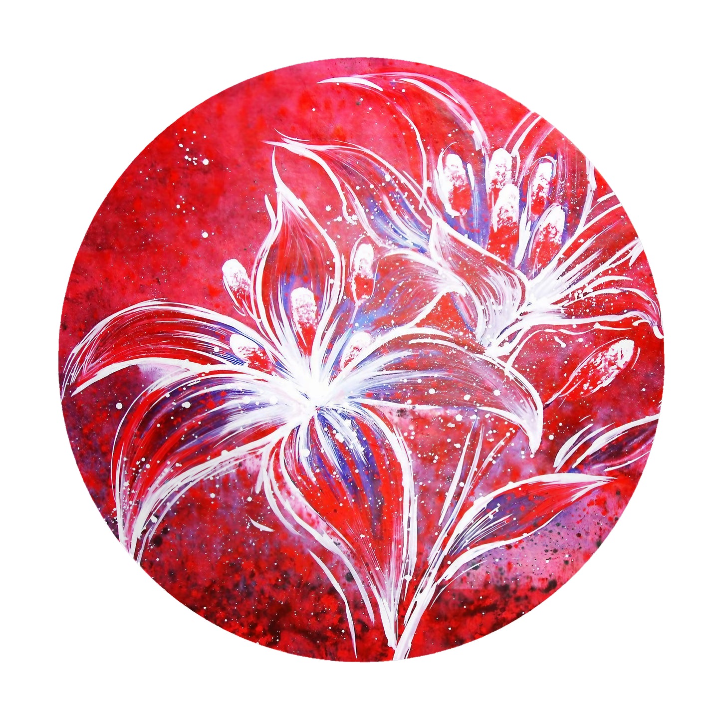 Shadow of White on Red Round Tablecloth