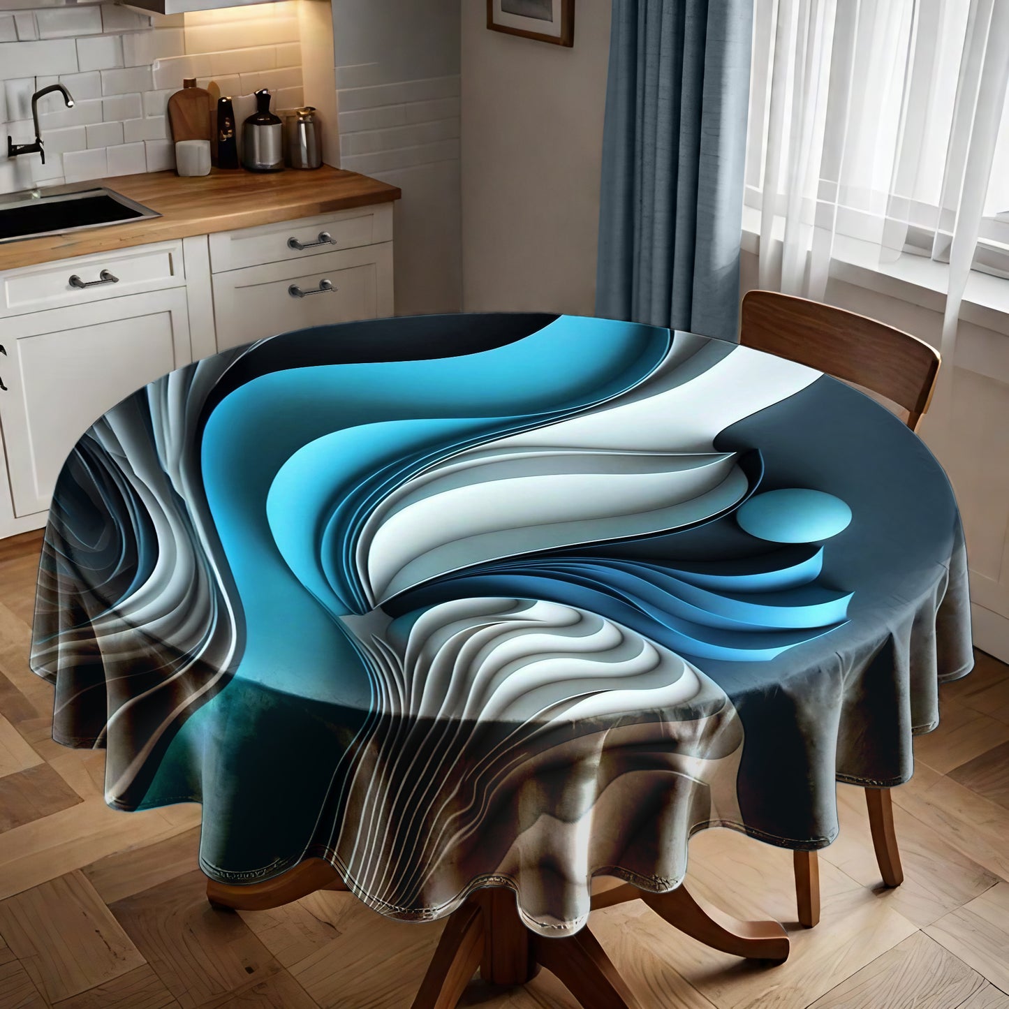 Shapes Of Morphing Waves Round Tablecloth