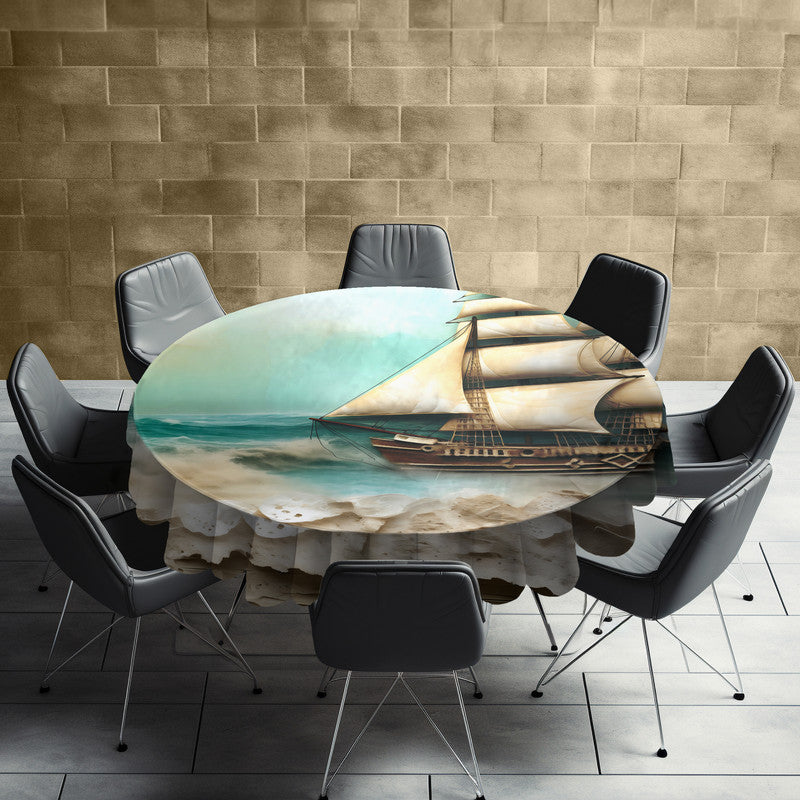Ship Seabreeze Symphony Round Tablecloth