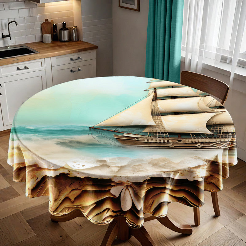 Ship Seabreeze Symphony Round Tablecloth