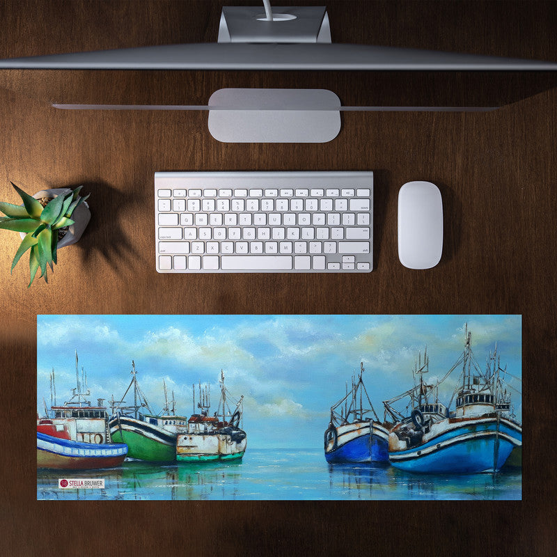 Ships At Sea Large Desk Pad by Stella Bruwer