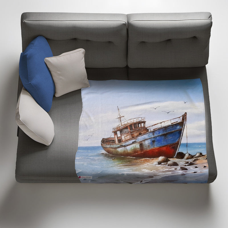 Shipwreck Light Weight Fleece Blanket by Stella Bruwer