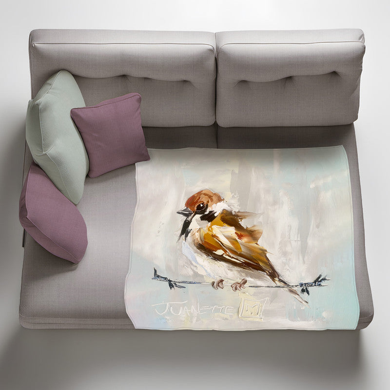 Single Sparrow Light Weigt Fleece Blanket By Juanette Menderoi