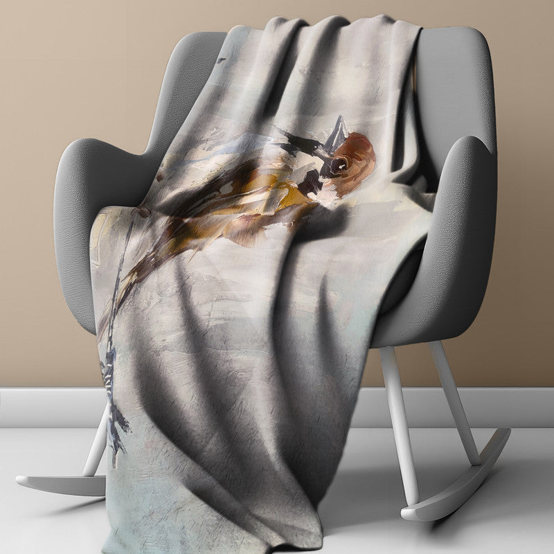 Single Sparrow Light Weigt Fleece Blanket By Juanette Menderoi