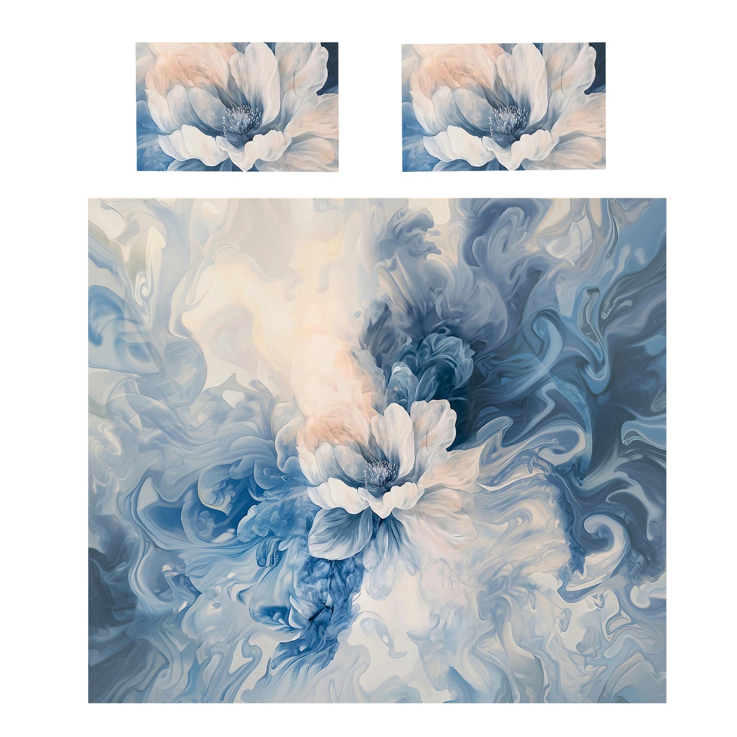 Single Peony in Blue Duvet Cover Set