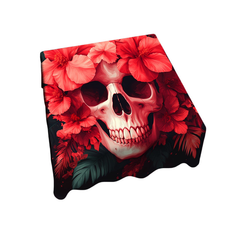 Skull Orchids Halloween Square Tablecloth by Wikus Schalkwyk
