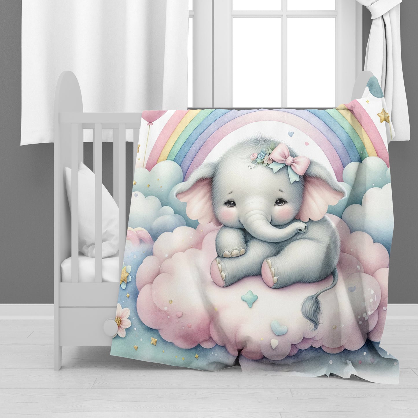 Sleeping Baby Elephant Minky Blanket
