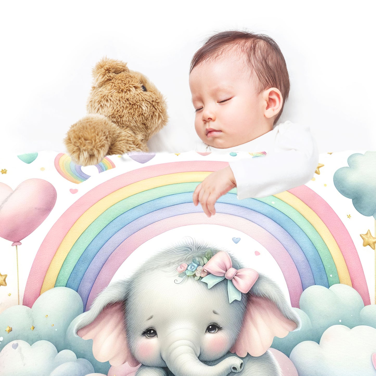 Sleeping Baby Elephant Minky Blanket