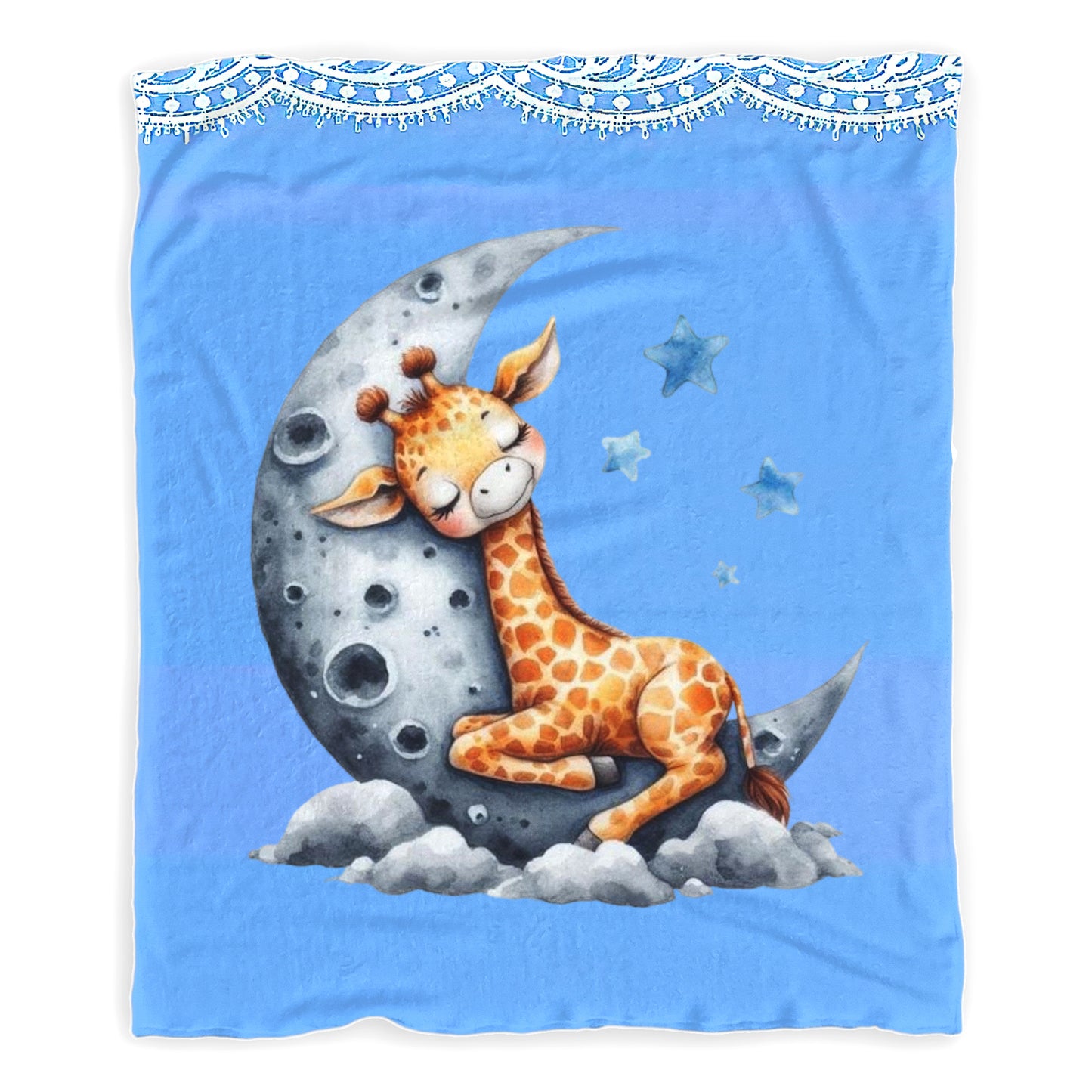 Sleeping Baby Giraffe Minky Blanket